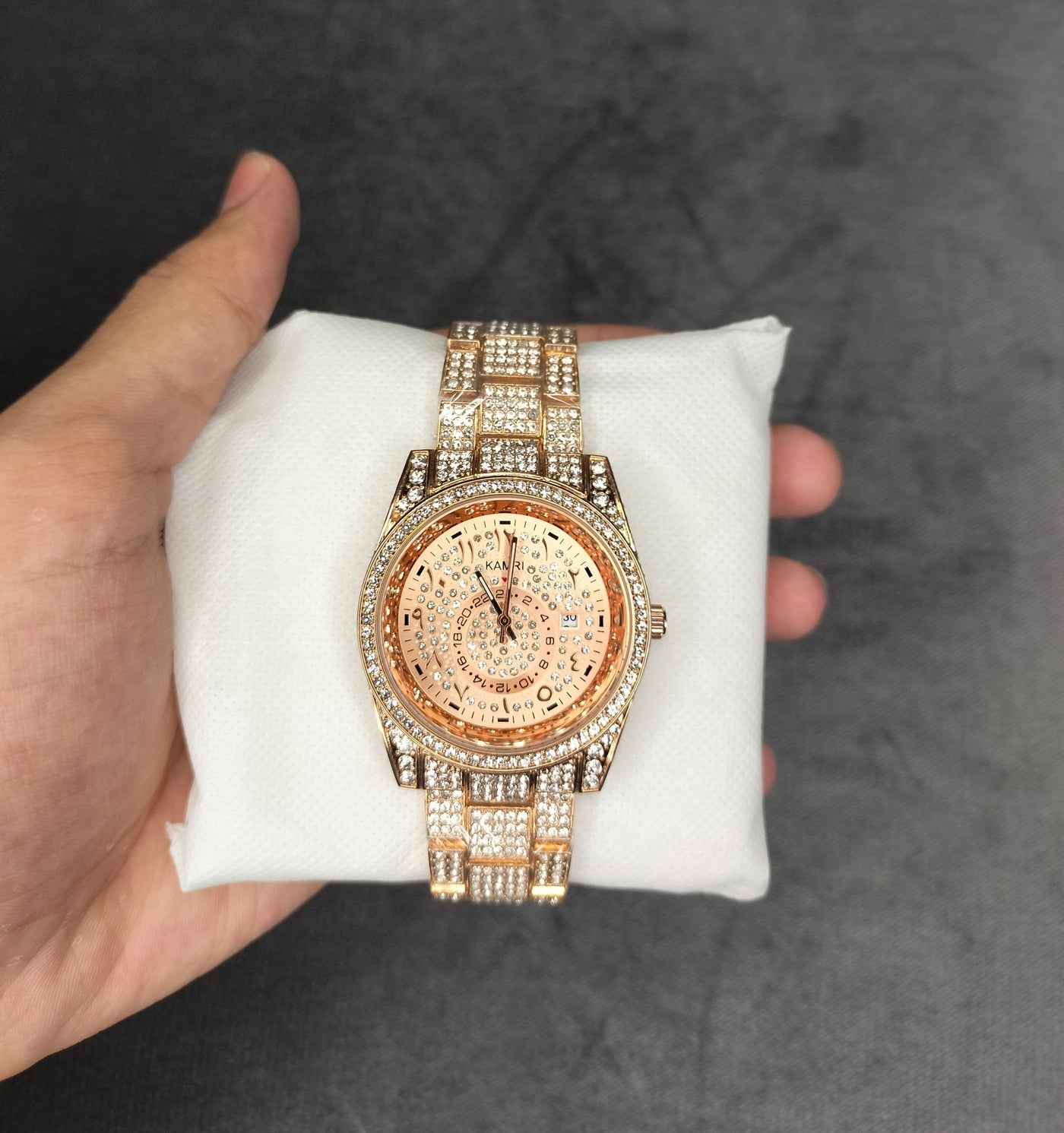 Kamri Ice Stone Diamond Watch with Arabic Dial