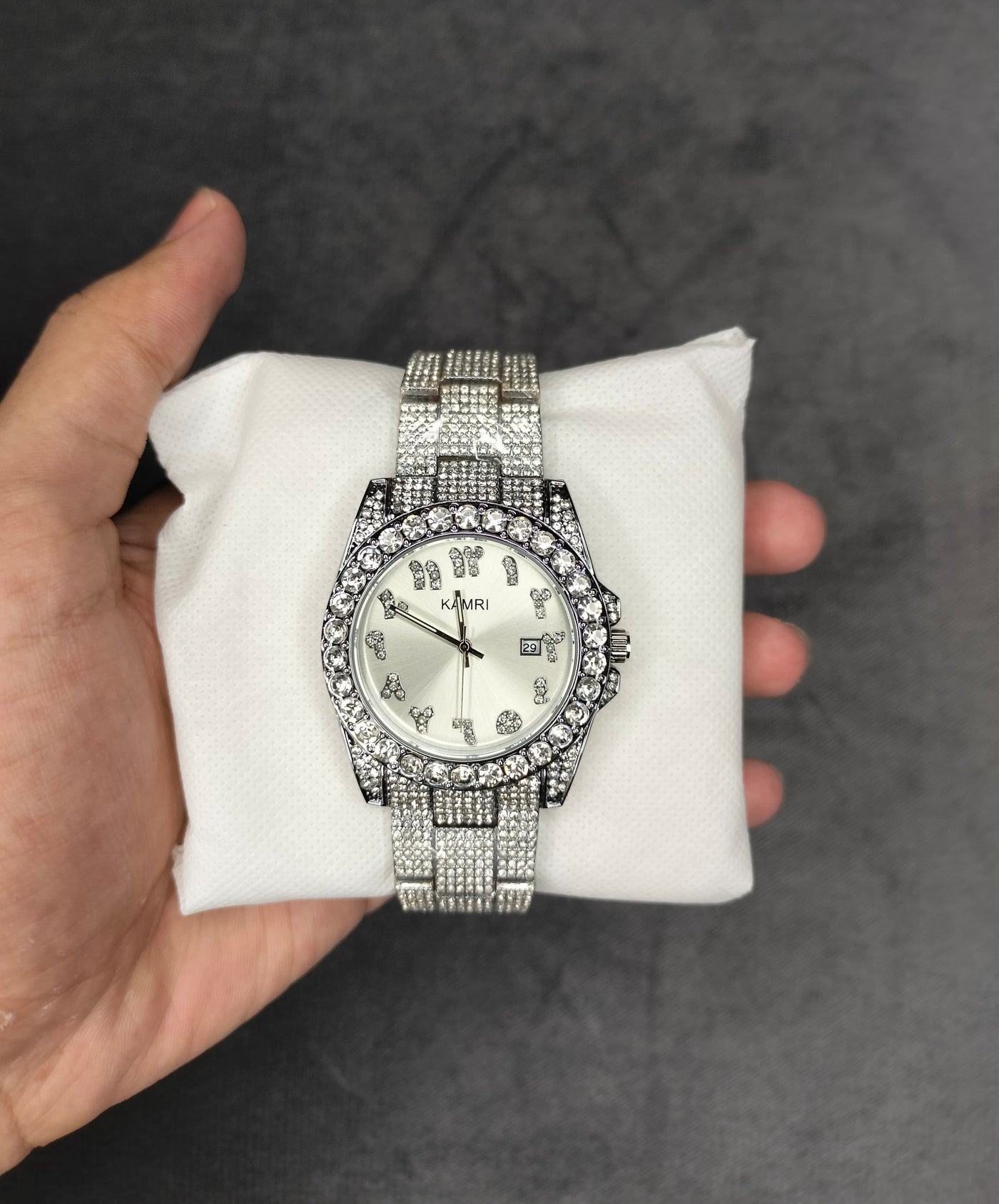 Kamri Ice Stone Diamond Watch with Arabic Dial
