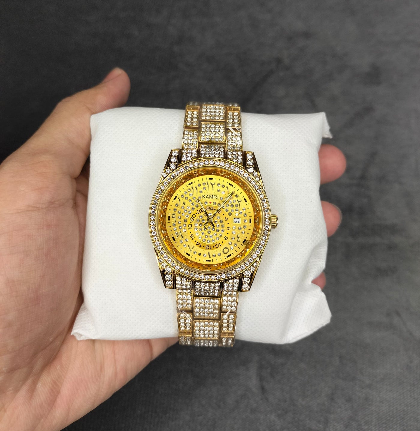Kamri Ice Stone Diamond Watch with Arabic Dial