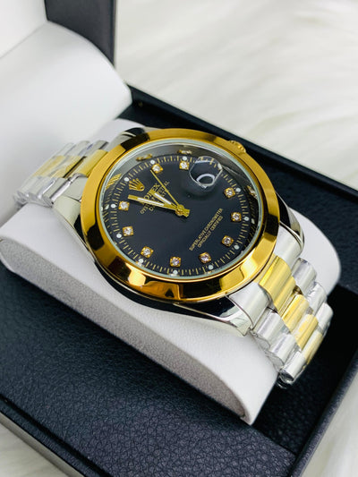 Date Just Stainless Steel Chain Luxury Watch (Black)
