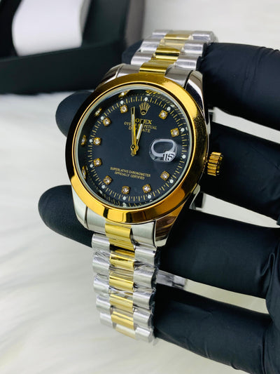 Date Just Stainless Steel Chain Luxury Watch (Black)