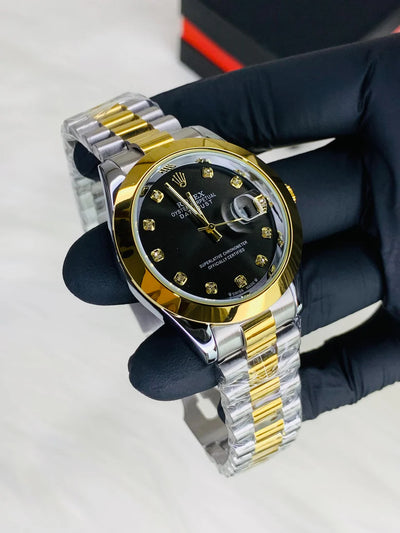 Date Just Stainless Steel Chain Luxury Watch (Black)